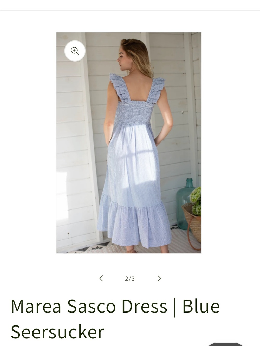NWOT// Marea Sasco Dress // Blue Seersucker // M